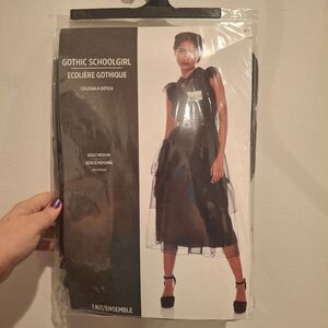 Gothic Schoolgirl Black Costume Dress Wednesday Adams Family